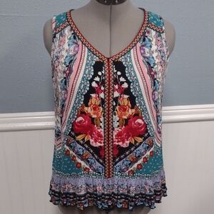 Bila Multicolor Floral Tank Top Beach, Oversized, Casual